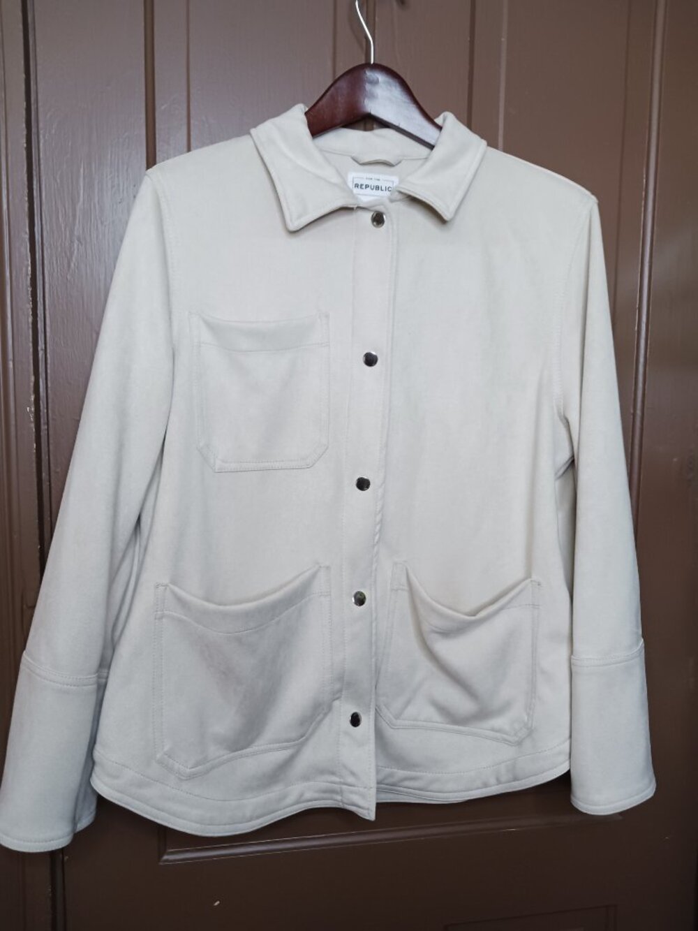 For the Republic Women's Size M Oversize Windbreaker Cream Tan Jacket
